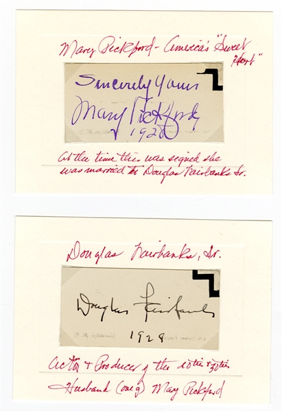 Mary Pickford and Douglas Fairbanks Cut Signatures 1928
