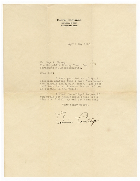 Calvin Coolidge Signed Letter