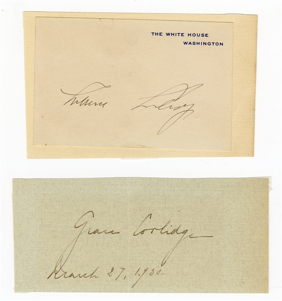President Calvin Coolidge & Grace Coolidge Cut Signatures