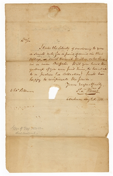 Enos T. Throop Handwritten Signed Letter 1811 (NY Governor 1829-32)