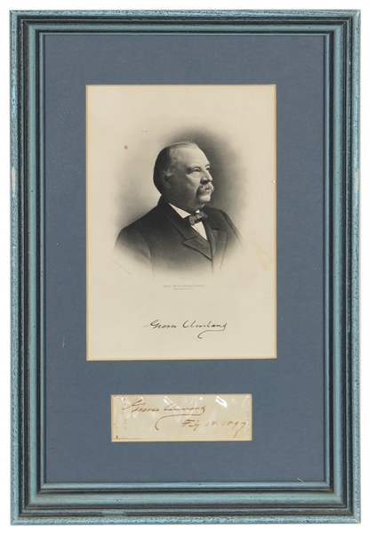 President Grover Cleveland Cut Signature Display JSA