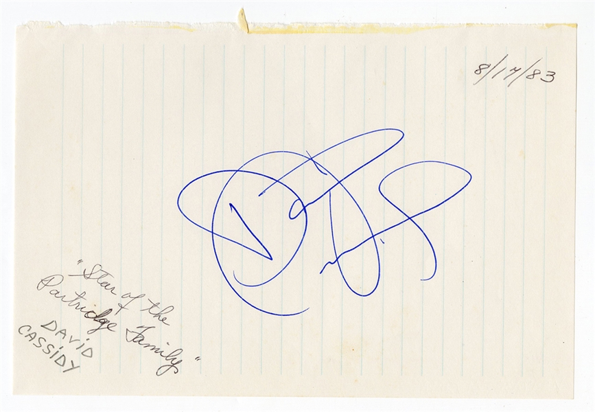 David Cassidy Vintage Signed Notebook Paper