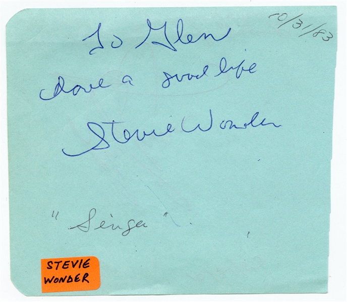 Stevie Wonder Vintage Signed Album Page