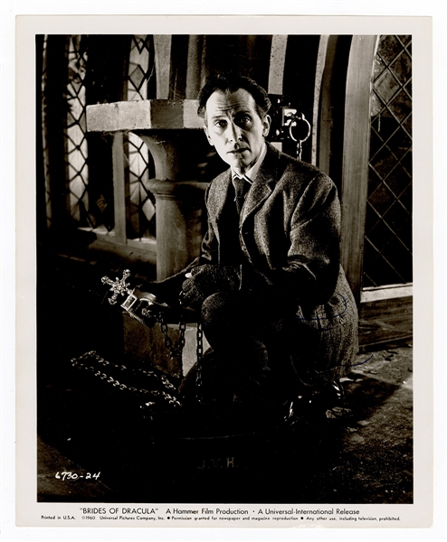 Peter Cushing Signed "Brides of Dracula" Publicity Photograph JSA