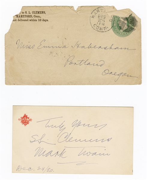 Samuel Clemens (Mark Twain) Inscribed Signature Cut (1880) JSA