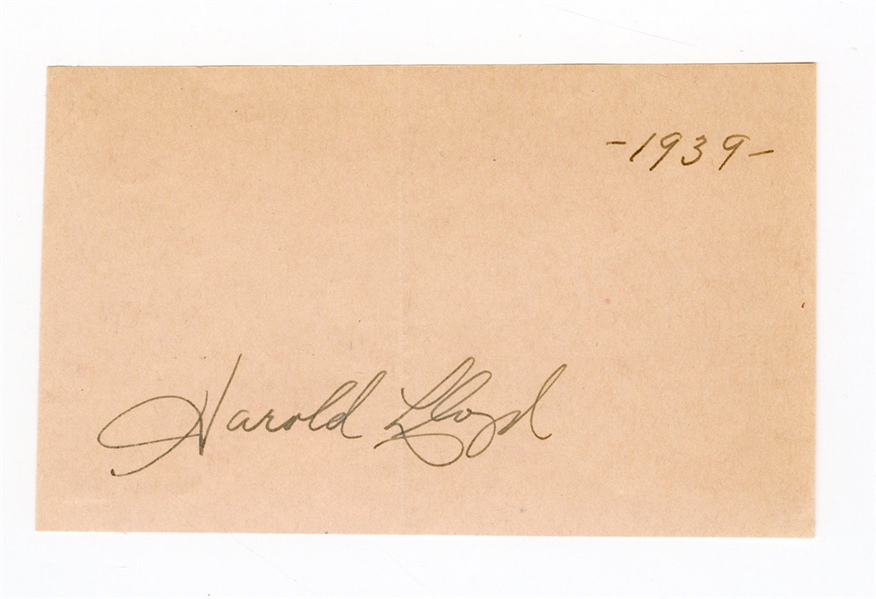 Harold Lloyd Cut Signature (1939) JSA