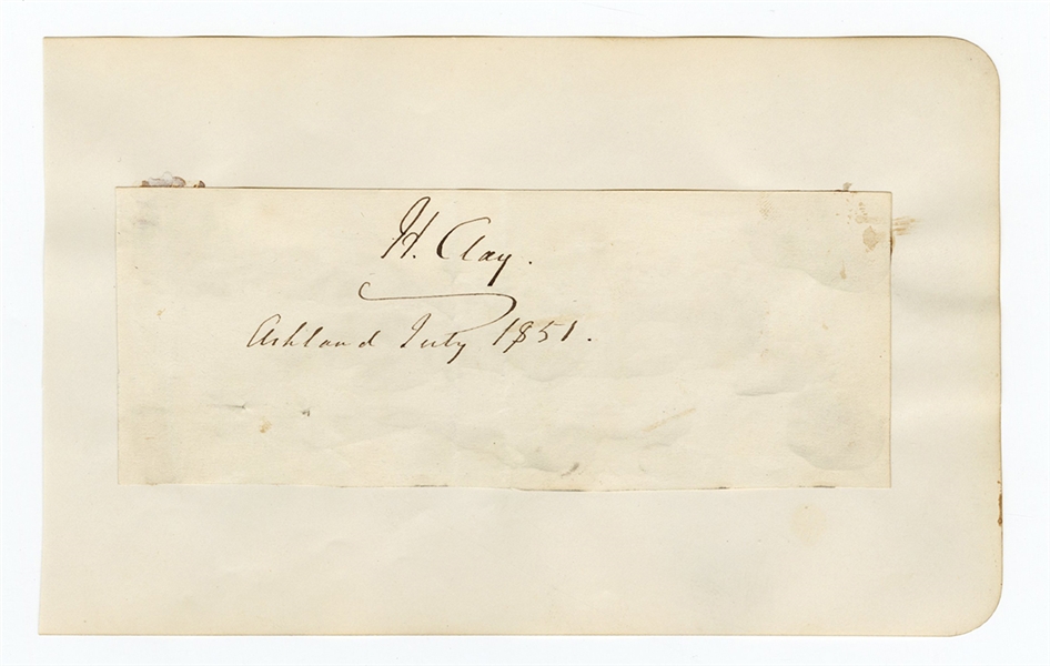 Henry Clay Cut Signature Dated 1851 JSA