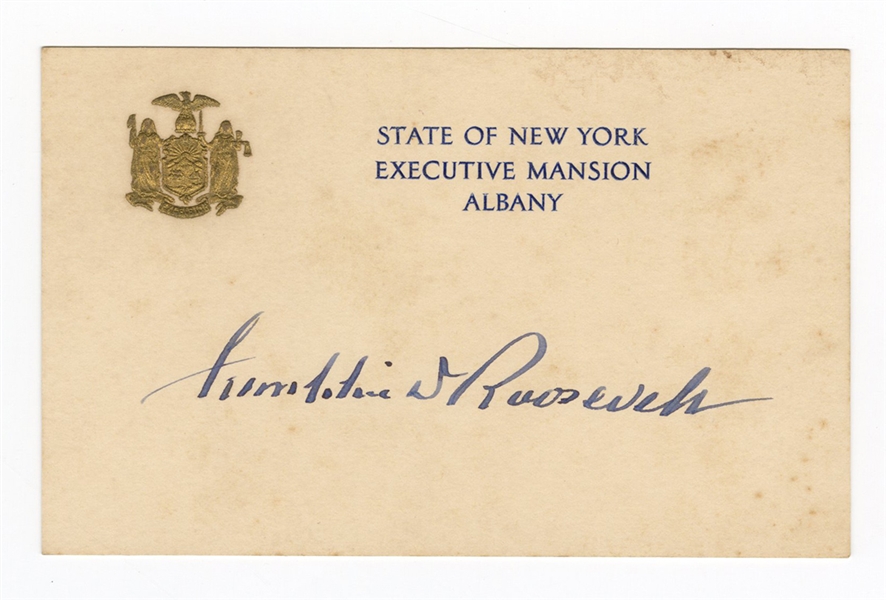 Franklin Roosevelt Signed Executive Mansion Signature Card JSA