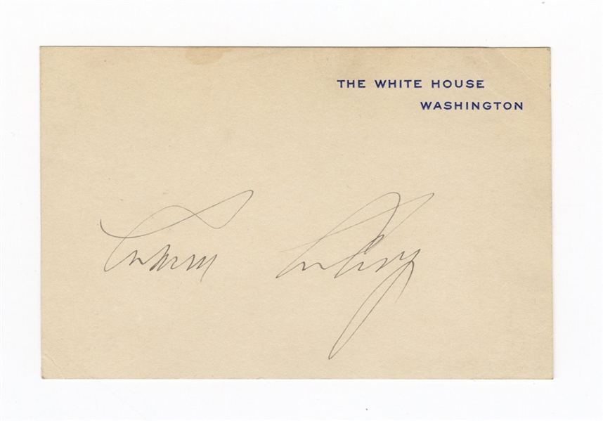 Calvin Coolidge Signed White House Signature Card JSA