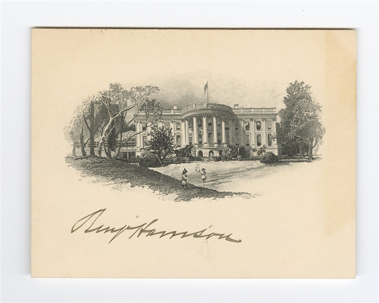 Benjamin Harrison Signed White House Card JSA