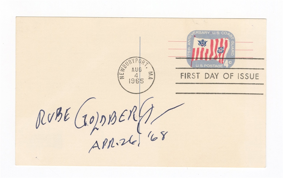Rube Goldberg Signed Postage First Day of Issue Card Beckett COA
