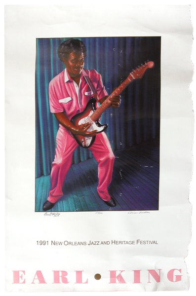 Earl King Signed and Numbered 1991 New Orleans Jazz and Heritage Festival Poster