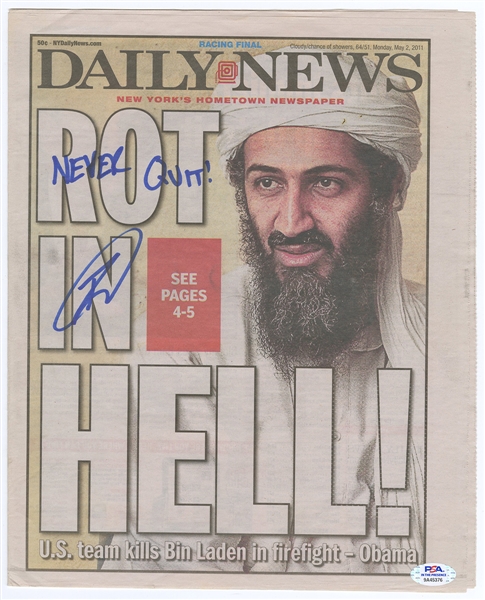 U.S. Navy Seal Robert J. O’Neill Signed NY Daily News 9/11 Newspaper PSA