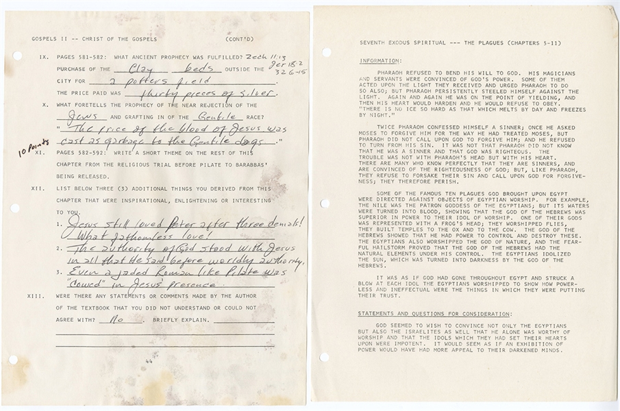 Johnny Cash Handwritten Religious Notes