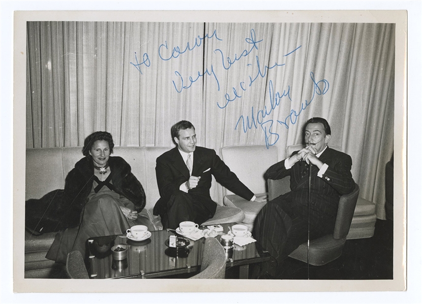 Marlon Brando Signed & Inscribed Original Photograph with Salvador Dali JSA