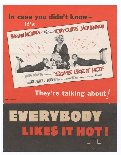 Marilyn Monroe Original "Some Like It Hot" Movie Promotion