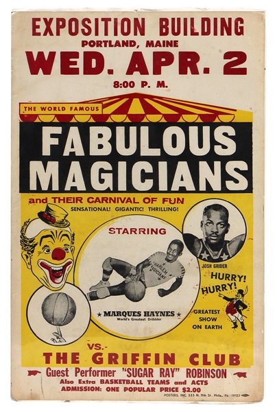 "Fabulous Magicians" Original Basketball Performance Poster Featuring Sugar Ray Robinson