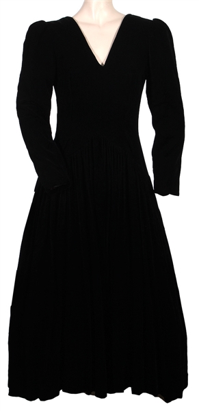 Princess Diana of Wales Owned & Worn Iconic Bruce Oldfield Custom Black Velvet Dress