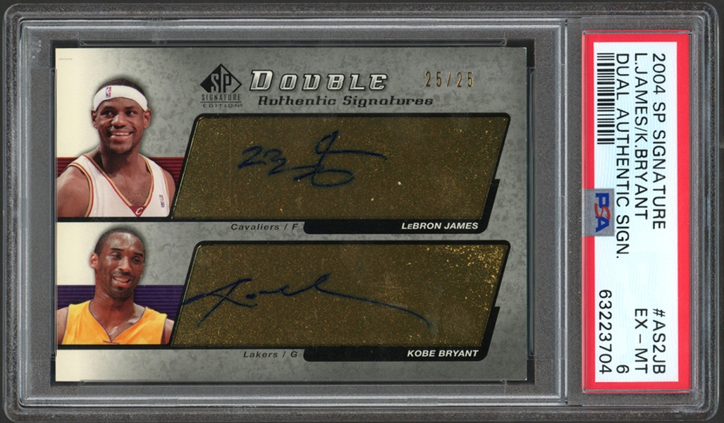 2004 SP Signature #AS2JB LeBron James and Kobe Bryant Dual Authentic Signatures (#25/25) PSA 6