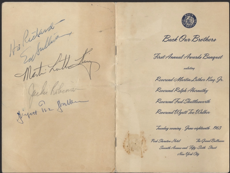 Martin Luther King, Jr., Jackie Robinson and Ed Sullivan 1963 Signed Program