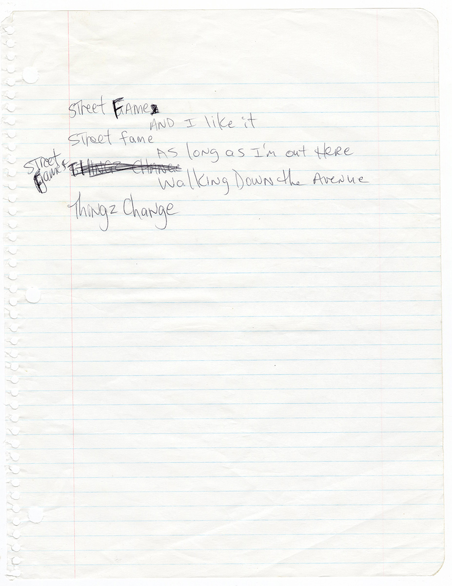 TUPAC SHAKUR HANDWRITTEN LYRICS OR POEM