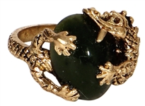 Jimi Hendrix Owned & Worn Ornate 10kt Gold & Jade Dragon Ring