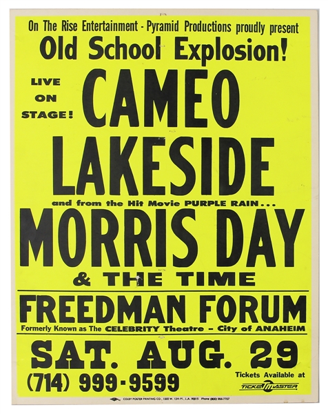 Morris Day & The Time/Cameo Original Cardboard Concert Poster