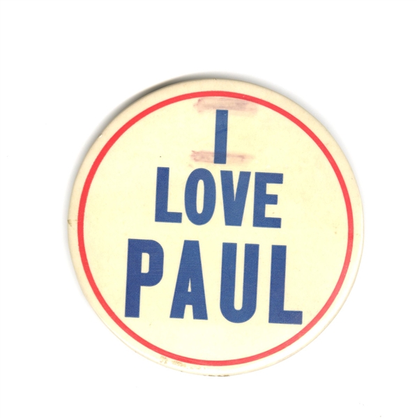 Ringo Starrs Personally Owned Beatles "I Love Paul" Vintage Pin-Back Button