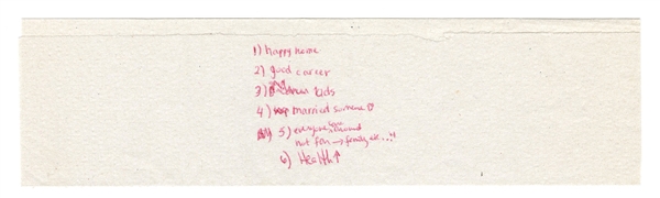 Tupac Shakur Handwritten List of Dreams JSA