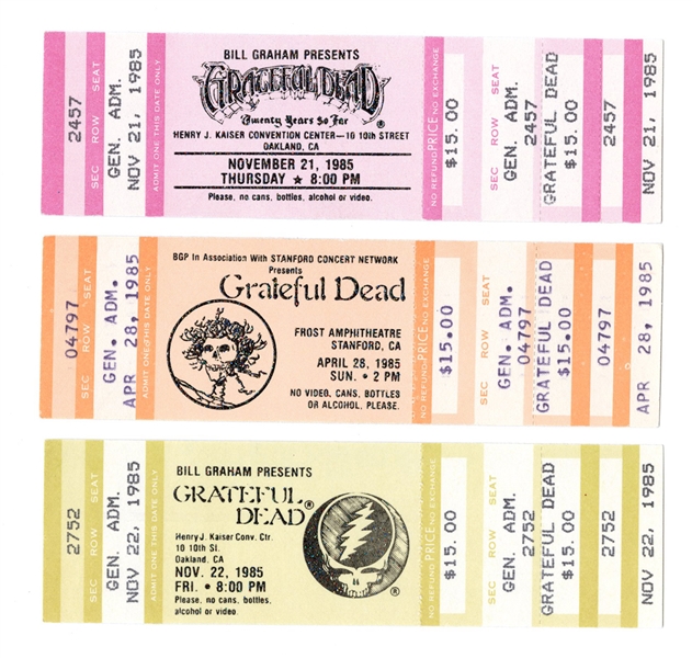 Grateful Dead Original 1985 Concert Tickets (3)