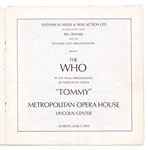 The Who Original "Tommy Rock Opera" 1970 Lincoln Center Silver Foil Concert Program