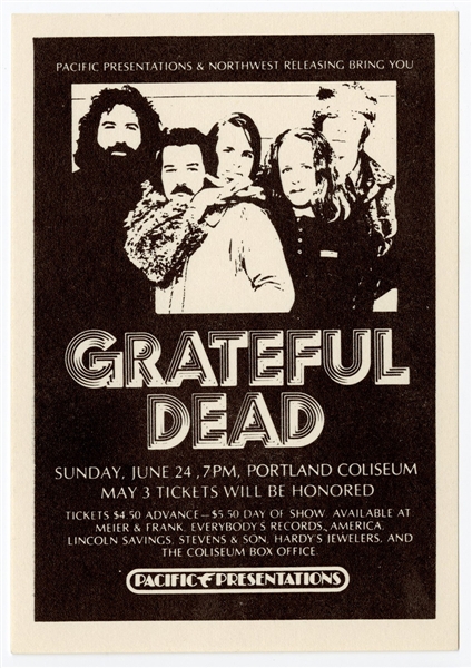 Grateful Dead Original 1973 Portland Coliseum Concert Handbill