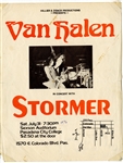 Van Halen Original 1976 Stormer Concert Flyer