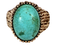 Elvis Presley Owned and Stage Worn 14kt Gold Ring with Robins Egg Blue Oval Stone
