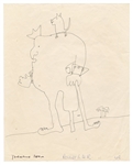 John Lennon Original Drawing Titled "Treasure Ivan" from “In His Own Write” Frank Caiazzo LOA