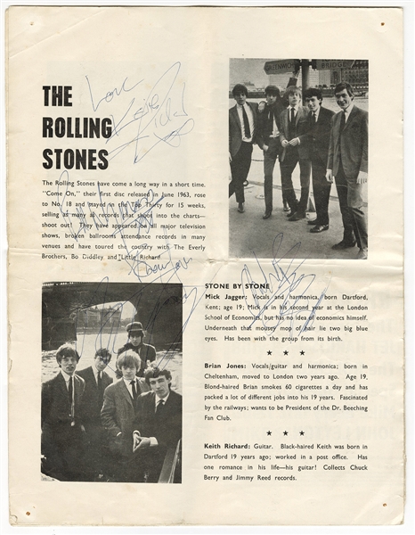 Rolling Stones Band Signed “All-Stars” 1964 Program JSA