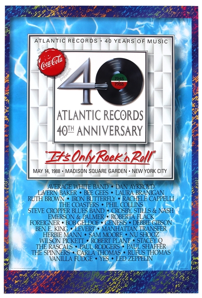 Atlantic Records 40th Anniversary Original 1988 Concert Poster Featuring Led Zeppelin/CSN/The Rascals and More