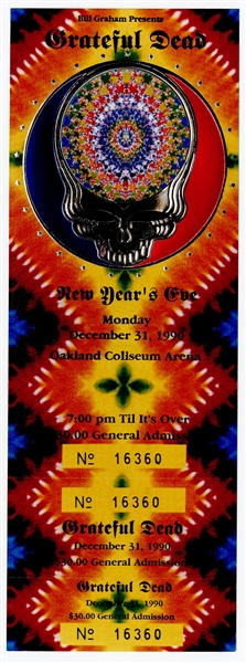 Grateful Dead Original 1990 New Years Eve Concert Ticket and Phil Lesh & Friends Original 2000 New Years Eve Concert Ticket