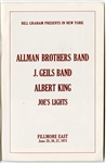 Allman Brothers/J. Geils/Albert King Original 1971 Fillmore East Concert Program