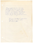 Janet Jackson Original Handwritten Lyrics