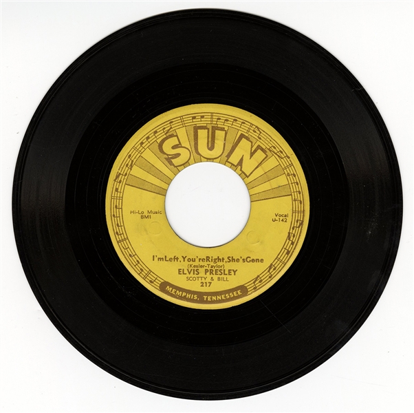Elvis Presley "Im Left, Youre Right, Shes Gone" Original Sun Records 45 With "Push Marks"