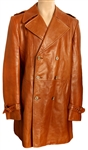 Elvis Presley Owned and Worn Brown Leather Trench Coat
