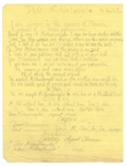 Prince "Dear Michaelangelo" Original Working Handwritten Lyrics JSA