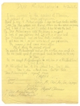 Prince Dear Michaelangelo Original Working Handwritten Lyrics JSA
