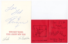 Prince Signed New Year Card with Christmas Party Invitation and a "Purple Rain" Pay Stub JSA