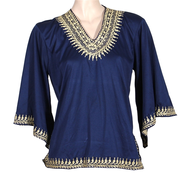 Janis Joplin Owned and Worn Blue Embroidered Top