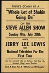 Jerry Lee Lewis Rare Original 1957 Steve Allen Show Handbill for First Television Performance