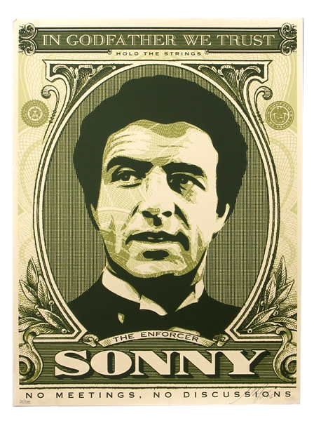 Shepard Fairey Limited Edition "In Godfather We Trust" Sonny Corleone Obey Print Signed and Numbered to 500