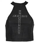 Katy Perry MTV Video Music Awards Promo Video & Interview Worn Black Leather Cross Crop Top
