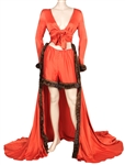 Lady Gaga 2014 Istanbul Worn Orange Satin and Fur Dressing Gown with Matching Shorts